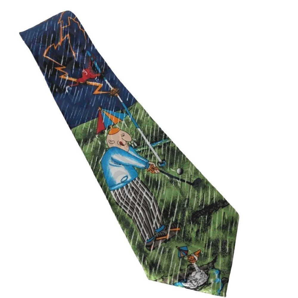 Fratello Golfer Lightning Storm Rain Umbrella Necktie